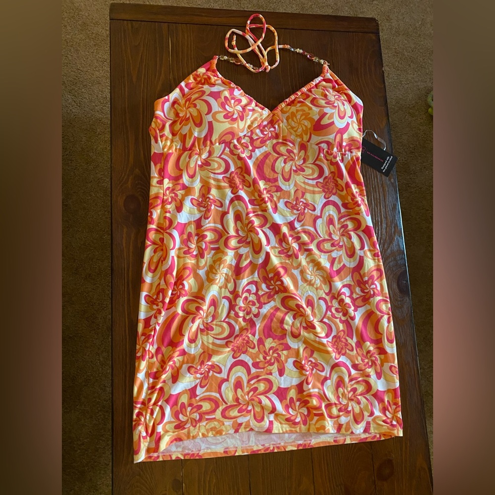 No Boundaries Floral Mini Dress - Pink and Orange